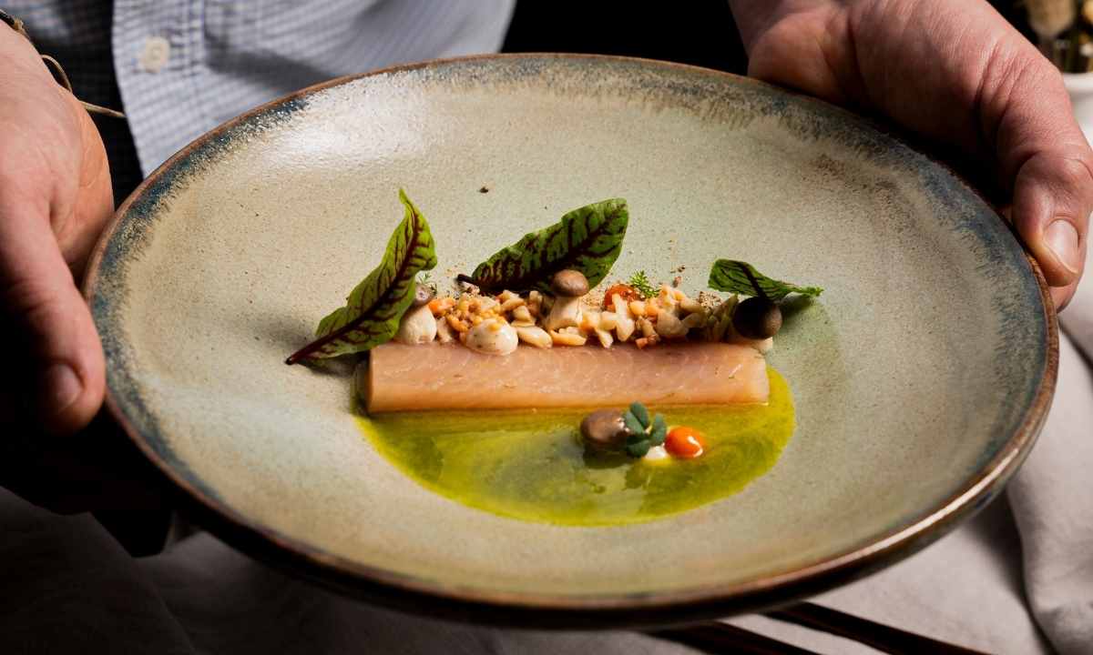 Rezept aus dem Gaumen Hoch-Printmagazin 01/25 von Gasthaus Reiner Marinierter Saibling mit Seitlingen
