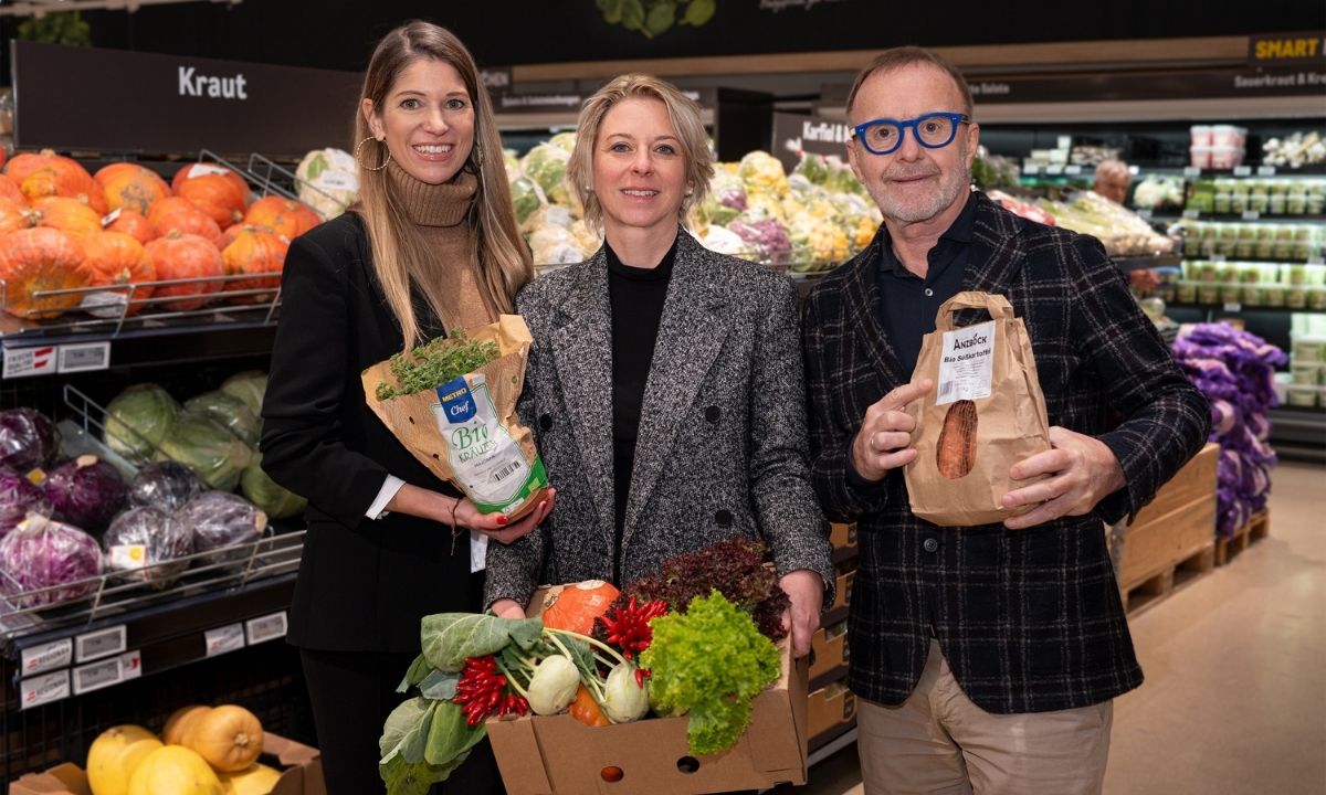 Kooperation zwischen Metro und Gaumen Hoch: v.l. Alexandra Seyer-Gmeinbauer, Angela Wider und Reinhold Gmeinbauer.